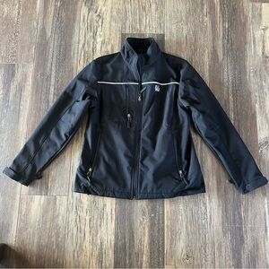 Chic-fil-a women's black soft shell fleece lined employee full zip jacket M oobe